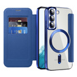 Klopové pouzdro pro Samsung Galaxy S22 5G, RFID Wallet MagSafe CamShield, námořnicky modré