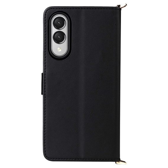 Flipové pouzdro pro Samsung Galaxy S25 Edge, Crossbody Leather Wallet, černé
