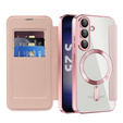 Klopové pouzdro pro Samsung Galaxy S25+ Plus, RFID Wallet MagSafe CamShield, růžové