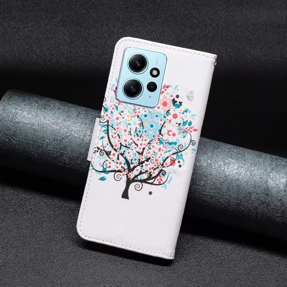 Klopové pouzdro pro Xiaomi Redmi Note 12 4G, Wallet, colorful tree , bílé