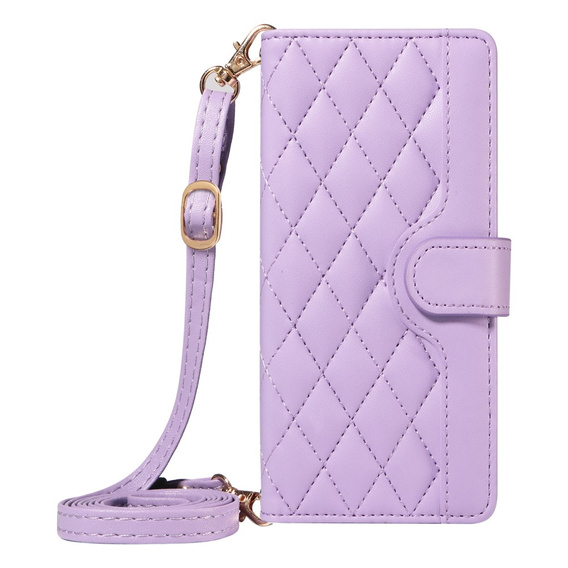 Pouzdro s klopou pro Xiaomi Redmi Note 14 Pro 5G / Xiaomi Redmi Note 14 Pro+ 5G / Xiaomi Poco X7 5G, Rhombus Crossbody Leather, fialové