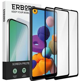 2x tvrzené sklo pro Samsung Galaxy A21/A21S, ERBORD 3D pro celý displej