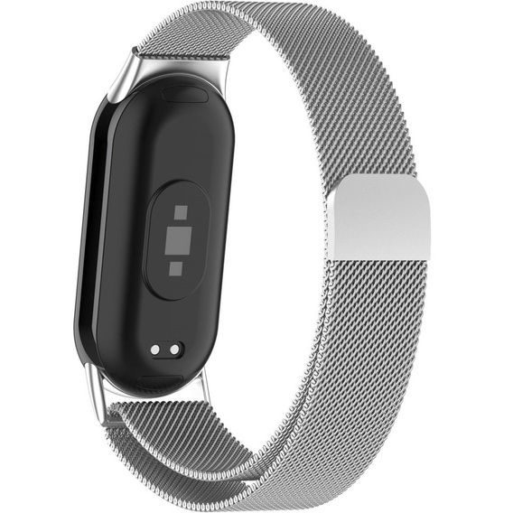 Milánský náramek s pouzdrem pro Xiaomi Smart Band 10 / 9 / 8, stříbrný