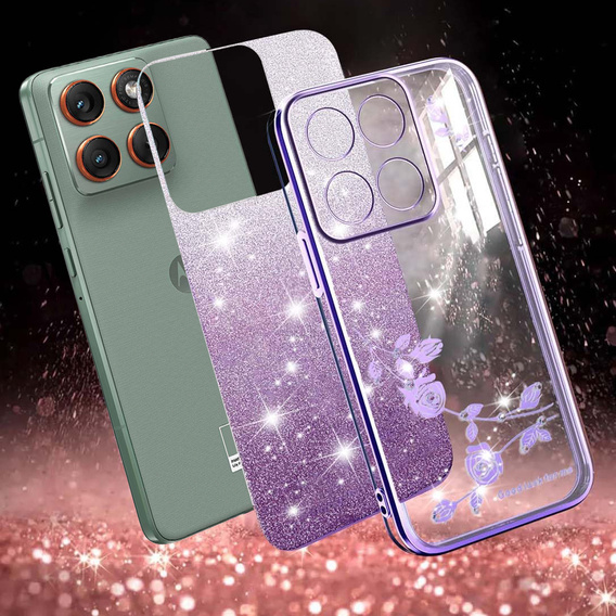 Pouzdro s glitry Glitter Flower pro Motorola Edge 70