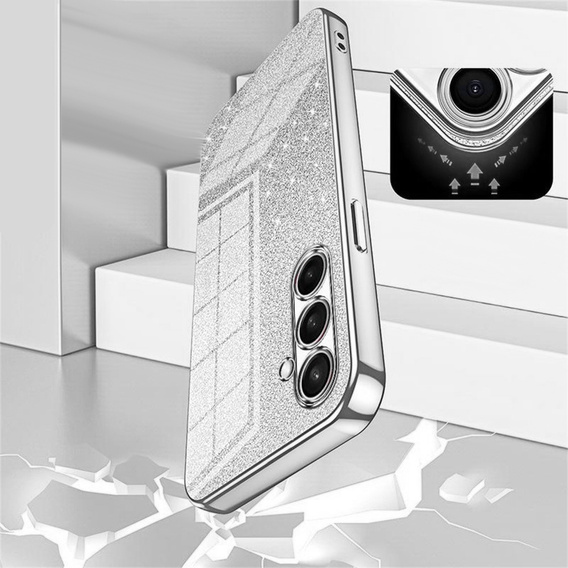 Pouzdro Glitter Case CamShield pro Samsung Galaxy A57 5G, stříbrné
