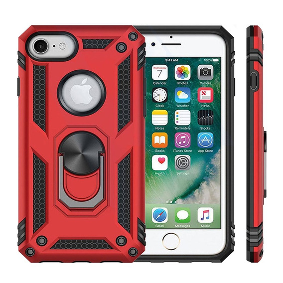 Pancéřové pouzdro pro iPhone 6/6S/7/8/SE 2020/SE 2022, Nox Case Ring, červené