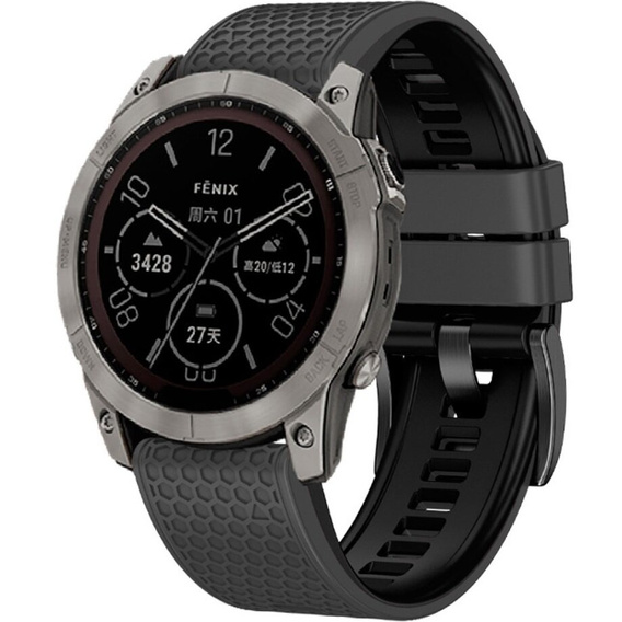 Silikonový řemínek pro Garmin Fenix 7 / Forerunner 965 / 955 / 945 / 935, šedý / černý