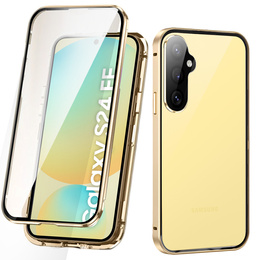 Pouzdro pro Samsung Galaxy S24 FE, Magnetic Dual Glass, zlaté