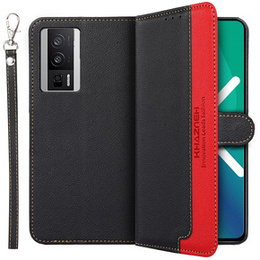 Klopové pouzdro pro Poco F5 Pro 5G, KHAZNEH RFID, černé / červené