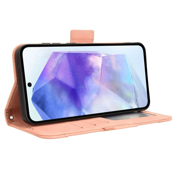 Klopové pouzdro pro Samsung Galaxy A55 5G, Card Slot, růžové