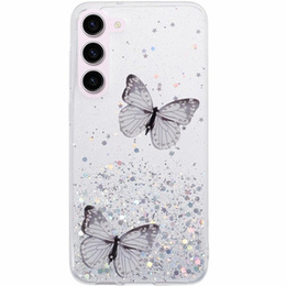 Pouzdro pro Samsung Galaxy S24, Glitter Butterfly, bílé