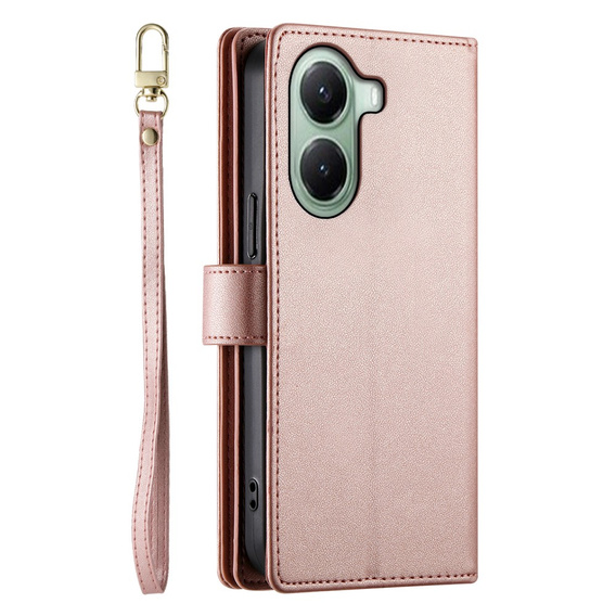 Klopové pouzdro pro Xiaomi Poco X7 Pro 5G, Wallet Zipper Pocket, růžové
