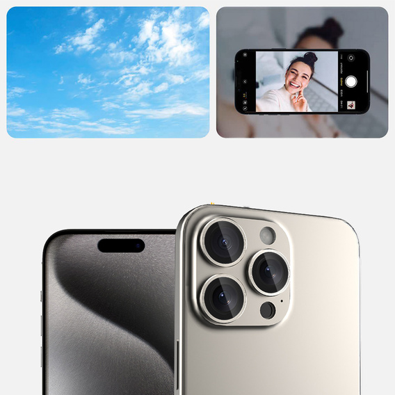 2x ERBORD OPTIK Pro tvrzené sklo pro fotoaparát iPhone 16 Pro/16 Pro Max / 15 Pro/15 Pro Max/14 Pro/14 Pro Max, titan