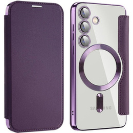 Klopové pouzdro pro Samsung Galaxy S24, RFID Wallet MagSafe CamShield, fialové
