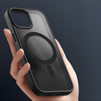 Pouzdro pro iPhone 16 Pro Max, pro MagSafe, ERBORD Matt Case, transparentní / černé + sklo na displej