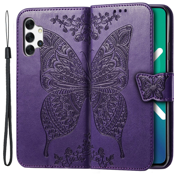 Klopové pouzdro pro Samsung Galaxy A13 4G, Butterfly, fialové