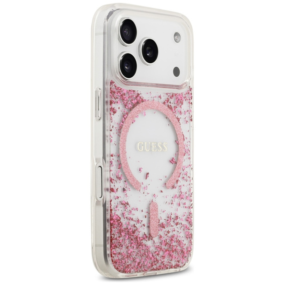 Pouzdro GUESS Resin Bottom Glitter MagSafe pro iPhone 17 Pro