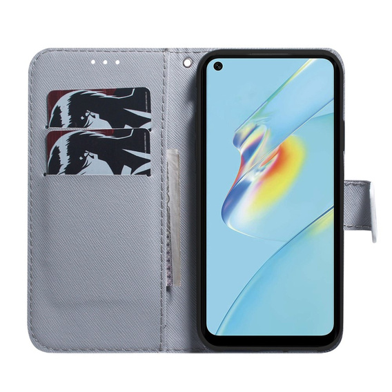 Klopové pouzdro pro Oppo A17, Wallet flowers, modré