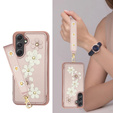 Pouzdro pro Samsung Galaxy A55 5G, Leather Flower Card Slot, růžové