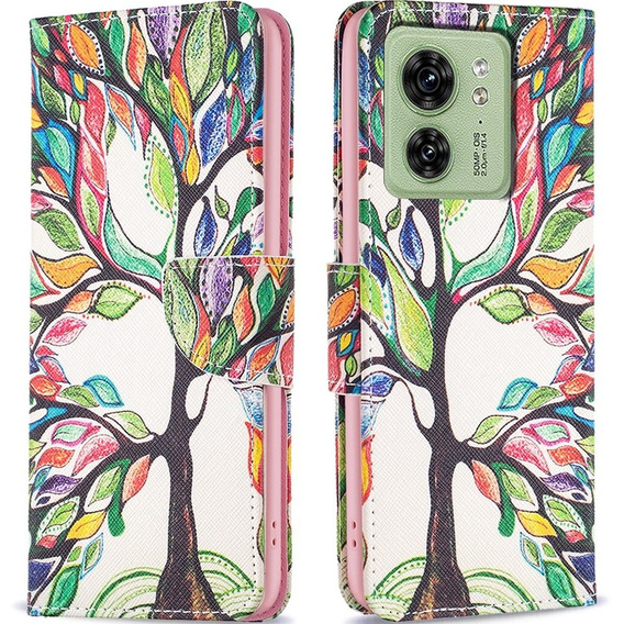 Klopové pouzdro pro Motorola Edge 40 5G, Wallet, tree of life, modré