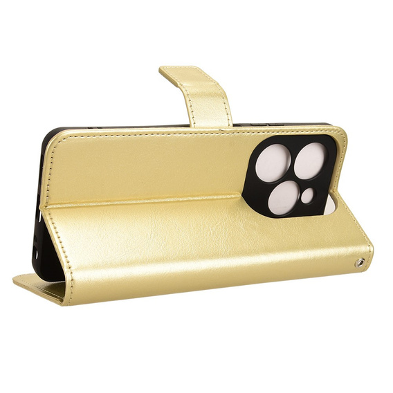 Klopové pouzdro pro Infinix Hot 40i, Crazy Horse Wallet, zlaté