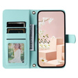 Pouzdro s klopou pro iPhone 16 Pro, Rhombus Crossbody Leather, zelené