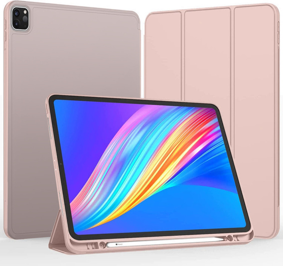 Pouzdro pro iPad Pro 12.9" 2022/2021/2020 (6/5/4 gen.), Smart Pencil, se slotem na stylus, růžové