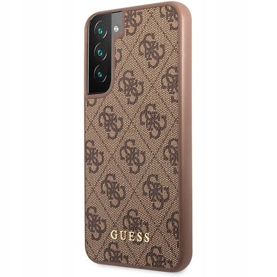 Pouzdro GUESS pro Samsung Galaxy S23 4G Metal Gold Logo, hnědé