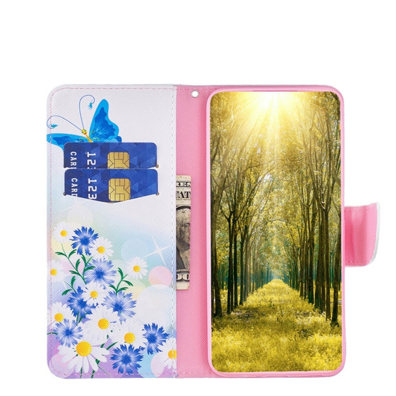 Klopové pouzdro pro Samsung Galaxy S23 FE, Wallet, Butterfly & Flowers bílé