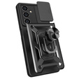 Pancéřové pouzdro pro Samsung Galaxy A25, pancéřový kroužek Slide Ring, černé + 9H sklo