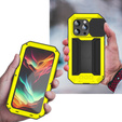 Pouzdro pro iPhone 15 Pro, R-JUST CamShield Slide, pancéřované, žluté / černé