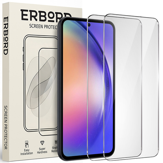 2x tvrzené sklo pro Samsung Galaxy A54 5G, ERBORD 9H Hard Glass na displeji