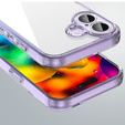 Pouzdro pro iPhone 17, s krytem fotoaparátu, průhledné s fialovými boky