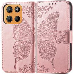 Klopové pouzdro pro Motorola Moto G15 / Motorola Moto G15 Power, Butterfly, růžové rose gold