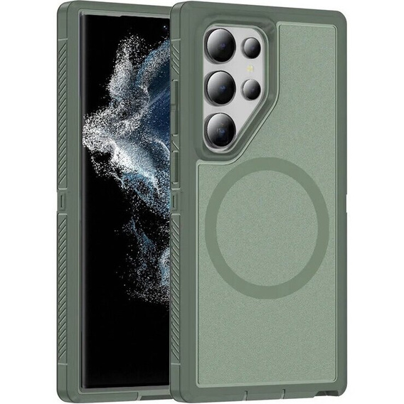 Pouzdro s rámečkem pro Samsung Galaxy S22 Ultra, pro MagSafe, zelené