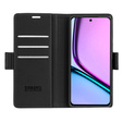 Pouzdro pro Realme C67 4G, ERBORD Glossy Litchi, flipová peněženka, černé