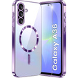 Pouzdro pro Samsung Galaxy A36, Electro MagSafe, fialové + sklo na displej
