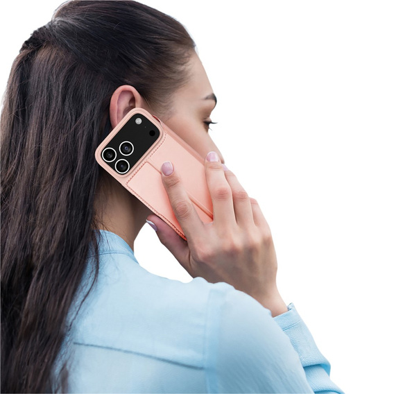 Dux Ducis pouzdro pro iPhone 17 Pro, Skin Pro, s klopou, s přihrádkou na kartu, růžové