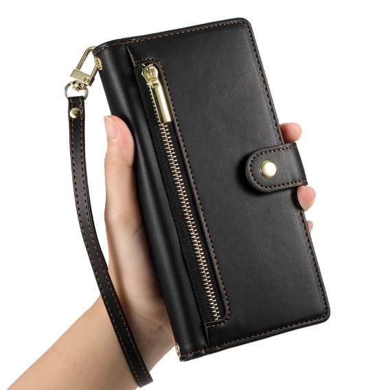 Klopové pouzdro pro Xiaomi 14T, Wallet Zipper Pocket, černé