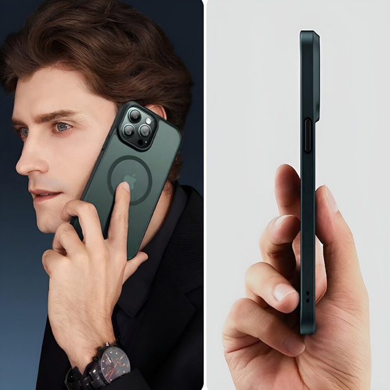 Pouzdro pro iPhone 11 Pro, pro MagSafe, ERBORD Matt Case, zelený + sklo na displej