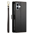 Klopové pouzdro pro iPhone 16 Plus, Wallet Zipper Pocket, černé