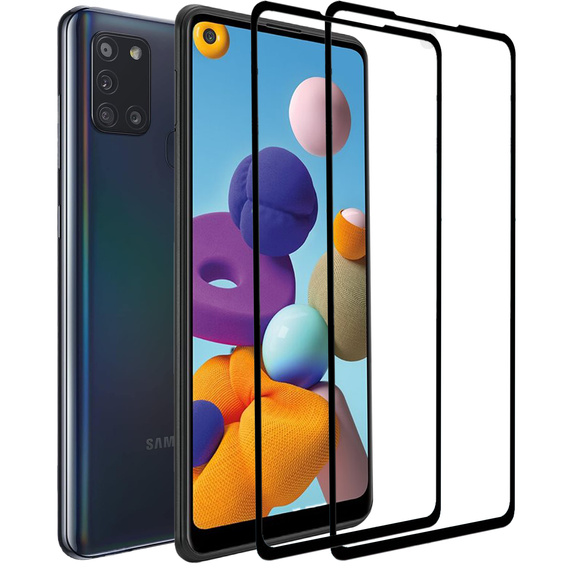 2x tvrzené sklo pro Samsung Galaxy A21/A21S, ERBORD 3D pro celý displej