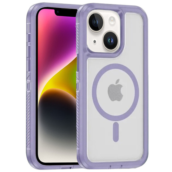 Pouzdro s rámečkem pro iPhone 13/14, pro MagSafe, transparentní / fialové