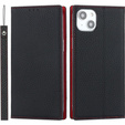 Klopové pouzdro pro iPhone 15, Litchi Skin Grain, černé
