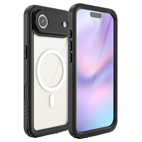 Redpepper pouzdro pro iPhone Air, vodotěsné, IP68, pro MagSafe, průhledné s černými boky