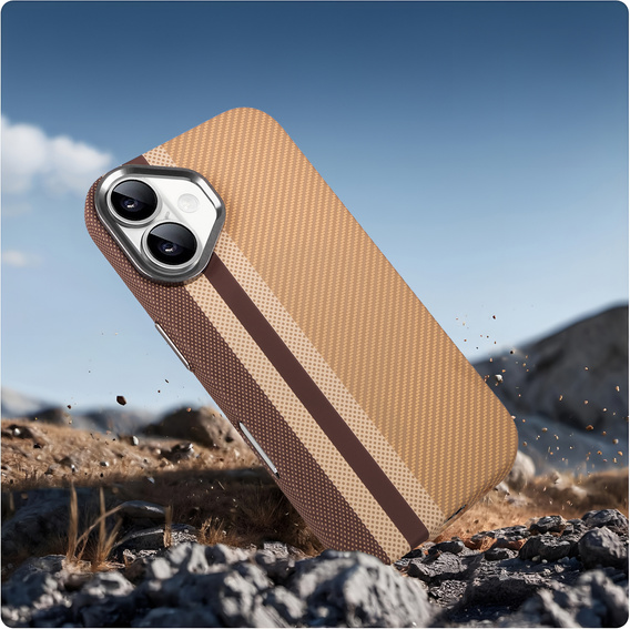 Pouzdro pro iPhone 16, Carbon Fiber MagSafe, žluté