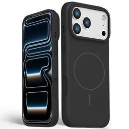 Silikonové pouzdro pro iPhone 17 Pro, pro MagSafe, proti nárazu, černé