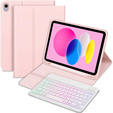 Pouzdro s podsvícenou bluetooth klávesnicí pro iPad 10.9 2022 (10 gen.), růžové