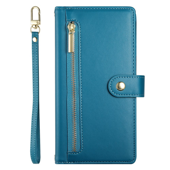 Klopové pouzdro pro Oppo Reno 13F 5G, Wallet Zipper Pocket, modré