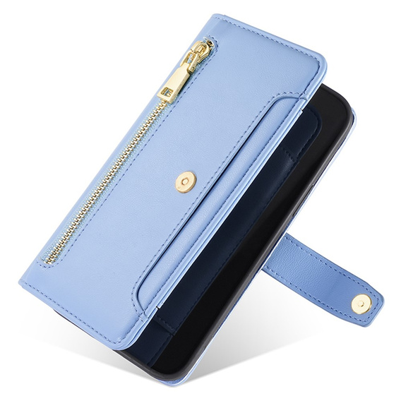 Klopové pouzdro pro Motorola Moto G73 5G, Wallet Zipper Pocket, modré